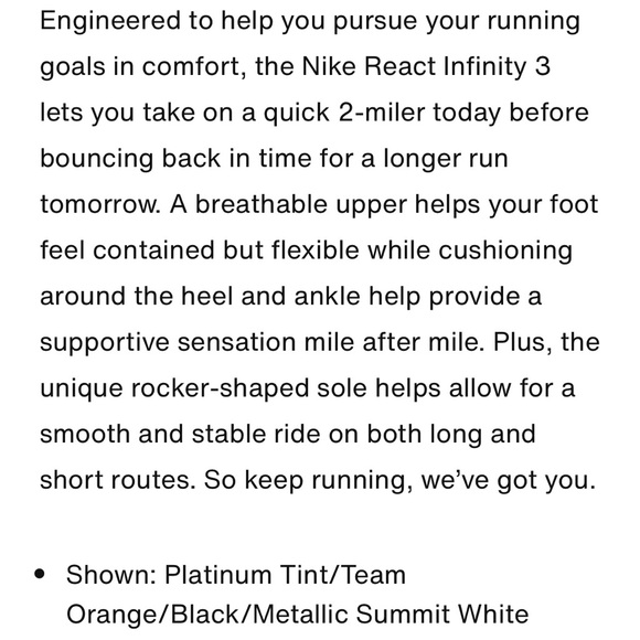 Women’s Nike react infinity 3 EUC *like new* - Picture 3 of 6